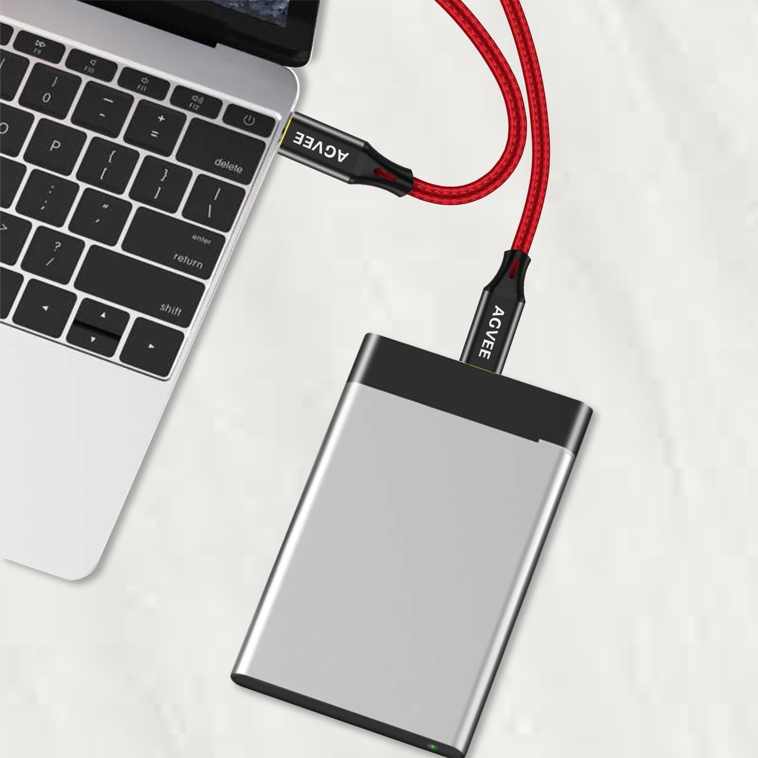 AGVEE 2 cavi da USB-C a mini USB, connettori placcati oro, intrecciati durevoli da Mini-B a 5 pin a tipo C per caricabatterie dati OTG Hero 3+, fotocamera Canon, Nikon, GPS, blu Yeti e rosso