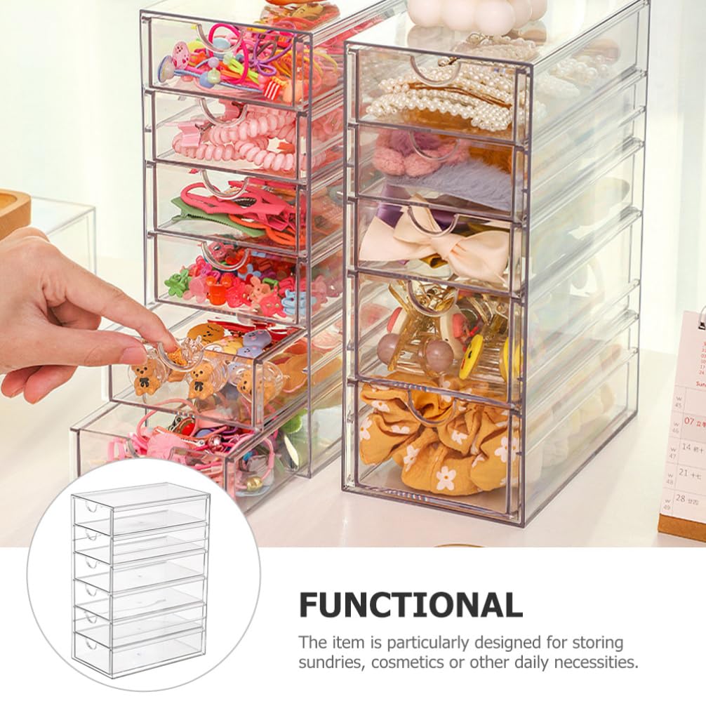 Alipis Scatola Portaoggetti Da Scrivania in Plastica Con Coperchio - Organizzatore Per Trucchi 6 Cassetti Trasparente Portaoggetti