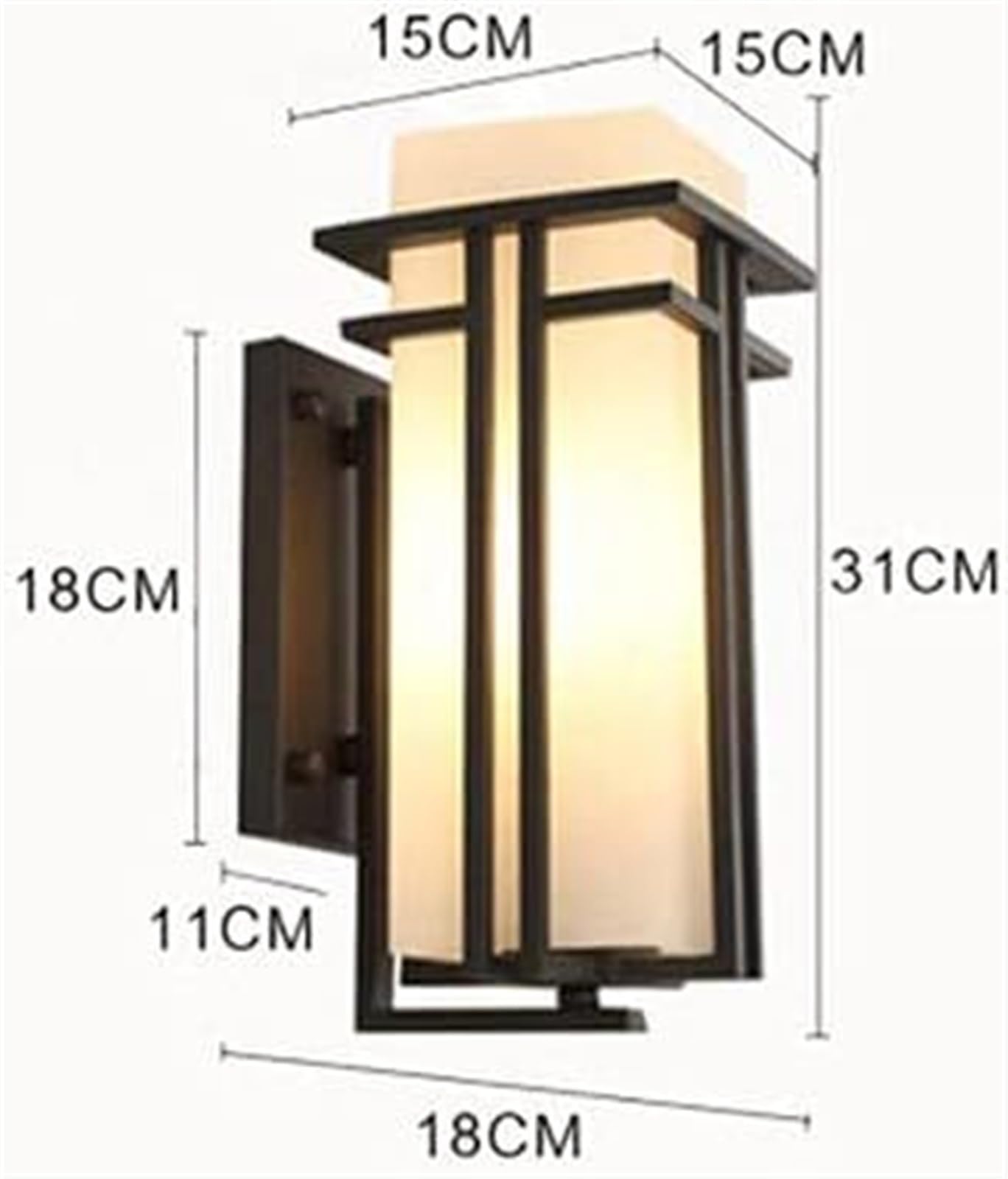 Applique Murale d'extérieur IP65, luminaire de Porche, Fixation Murale, antirouille, Noir Mat, Lanterne Murale étanche avec Abat-Jour en Verre Blanc, Applique Murale d'extérieur pour Jardin, terr