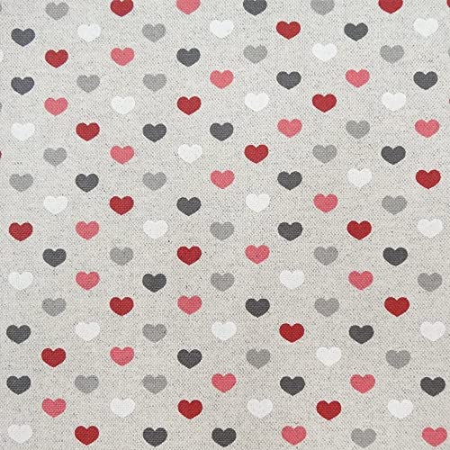 Tissu Enduit Anti Tâches Coeurs Valentine Bordeaux - Par 50 cm