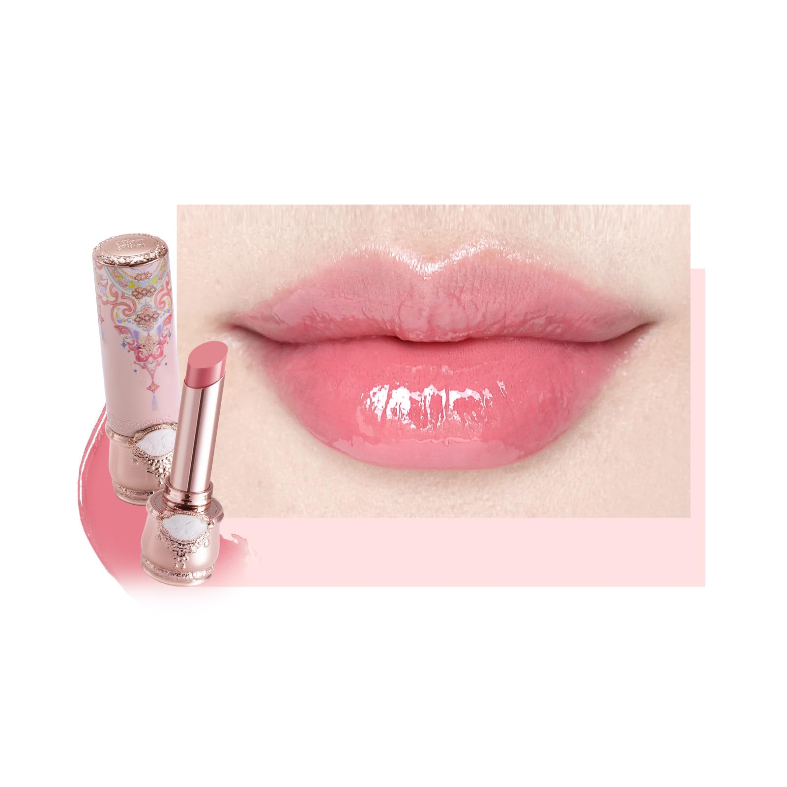 Flower Knows Butterfly Cloud Collar Glossy Lipstick,Hydrating Solid Lip Gloss,Moisturizing Pink Tinted Lip Balm,Long Lasting Lip Gloss in Balm for Girls&Women,(C04 Peachy Aqua)
