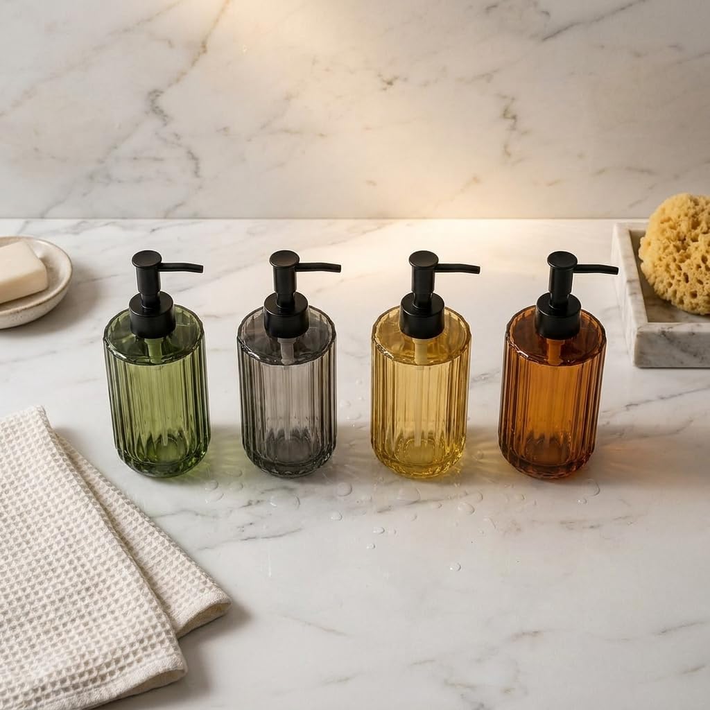 Deconox 1 Adet 500 ml Cam Sıvı Sabunluk - Şık Tasarım - 4 Farklı Renk Seçeneği (Asorti Gönderim)