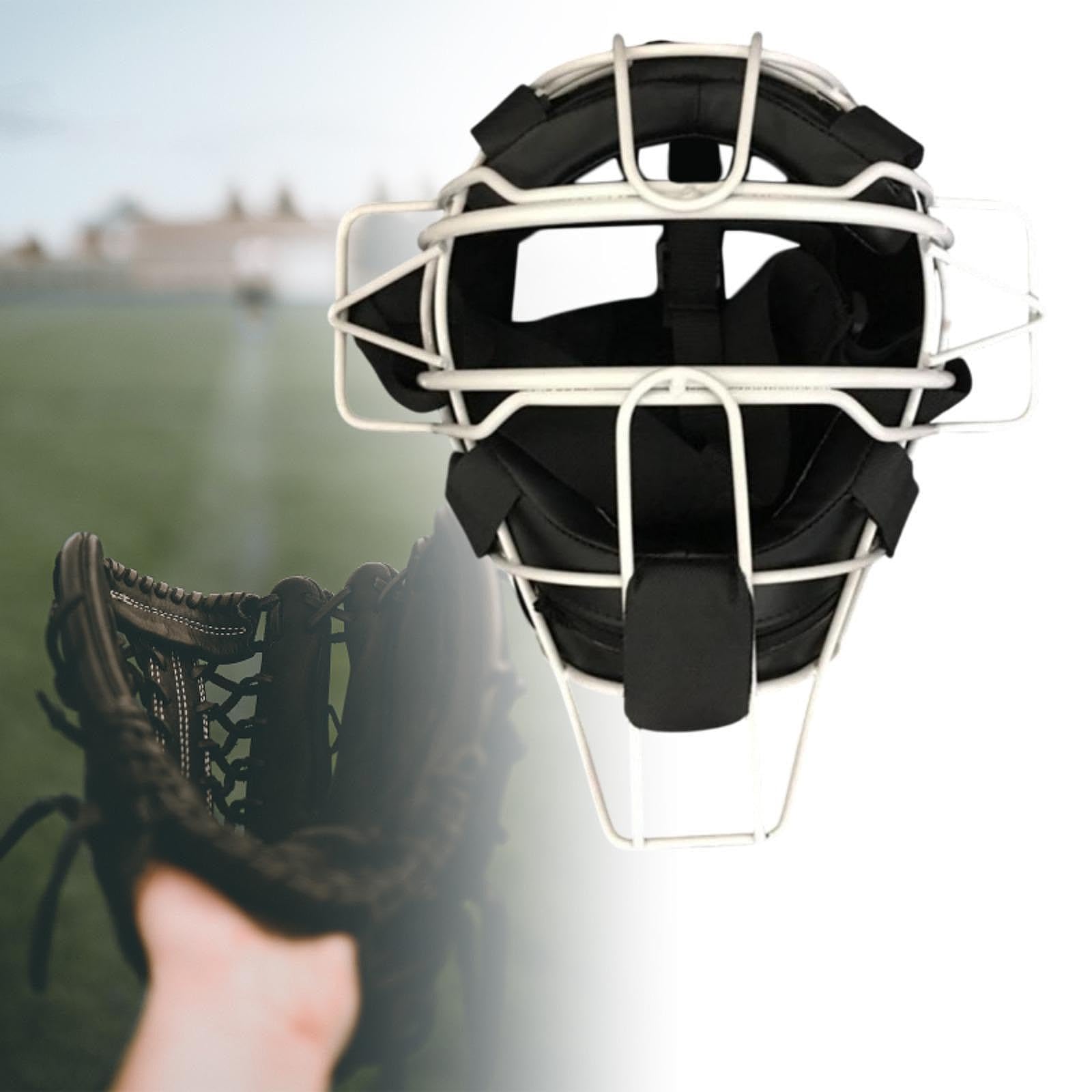Casco de Catcher de Béisbol con Protector Facial Reforzado Almohadilla Suave Absorbente Banda Ajustable Estructura Ligera Y Adecuada para Jugadores Ad