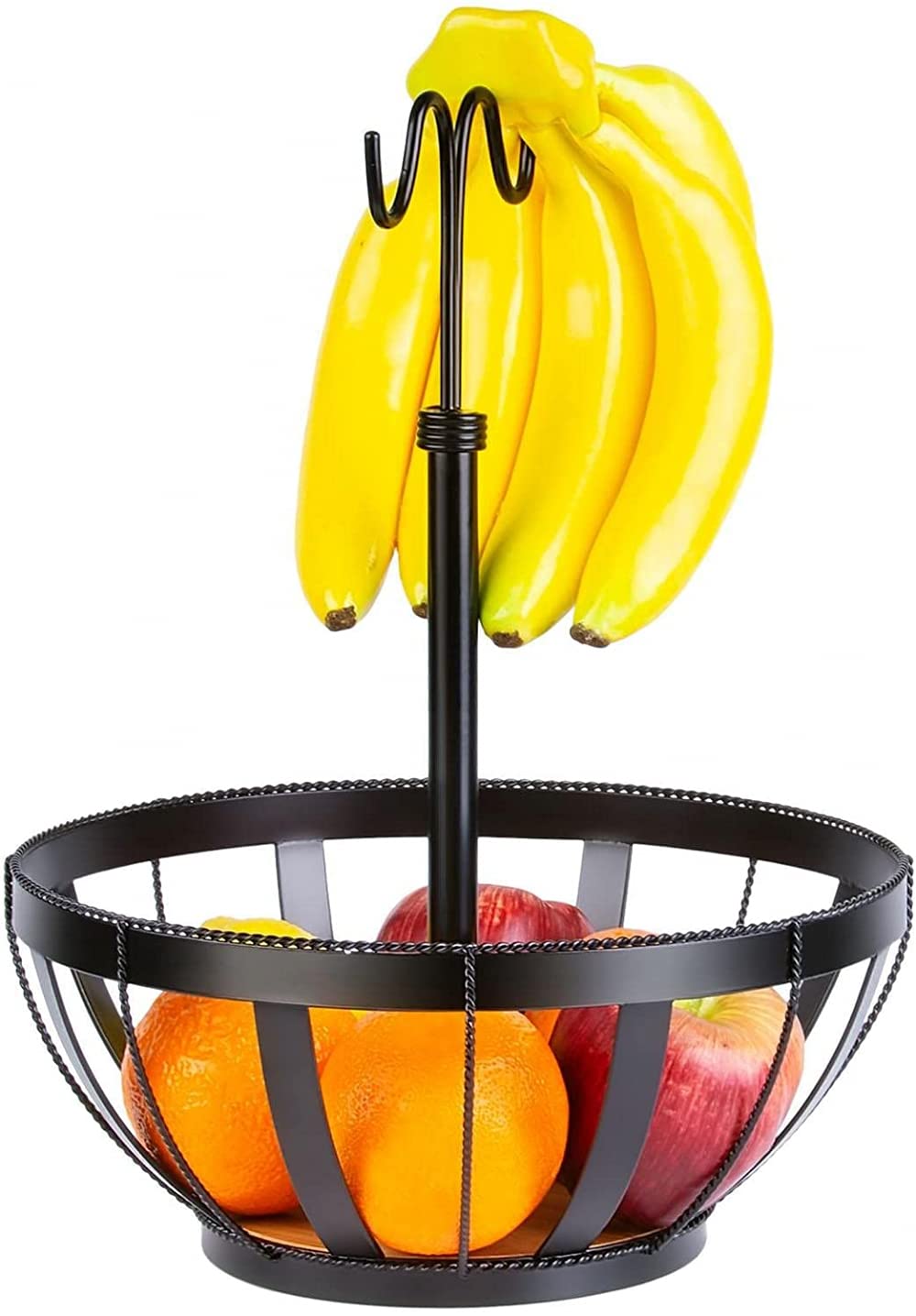 CNfhFRY fruit bowl， Metal Fruit Bowl with Banana Hook European Style Countertop for Storing & Organizing Vegetables Snacks