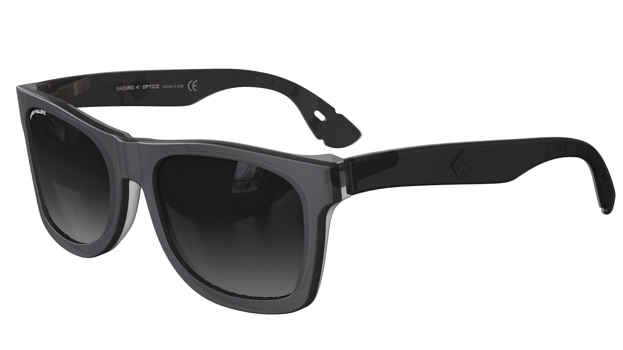 Hazard 4 - Occhiali da sole unisex con bordo in corno Flechette (Made in Italy) -R-Black, Regular