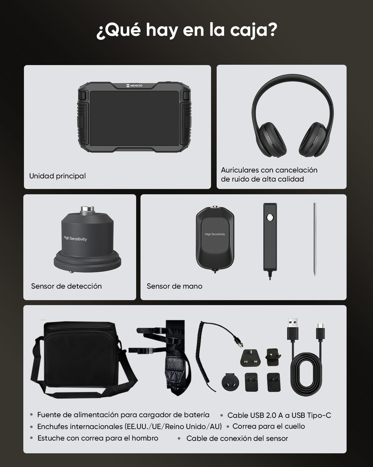 HIKMICRO AD21S Detector acústico de Fugas de Agua – Herramienta Profesional para detección de Fugas en tuberías subterráneas y en Interiores, con Auriculares y Estuche de Almacenamiento