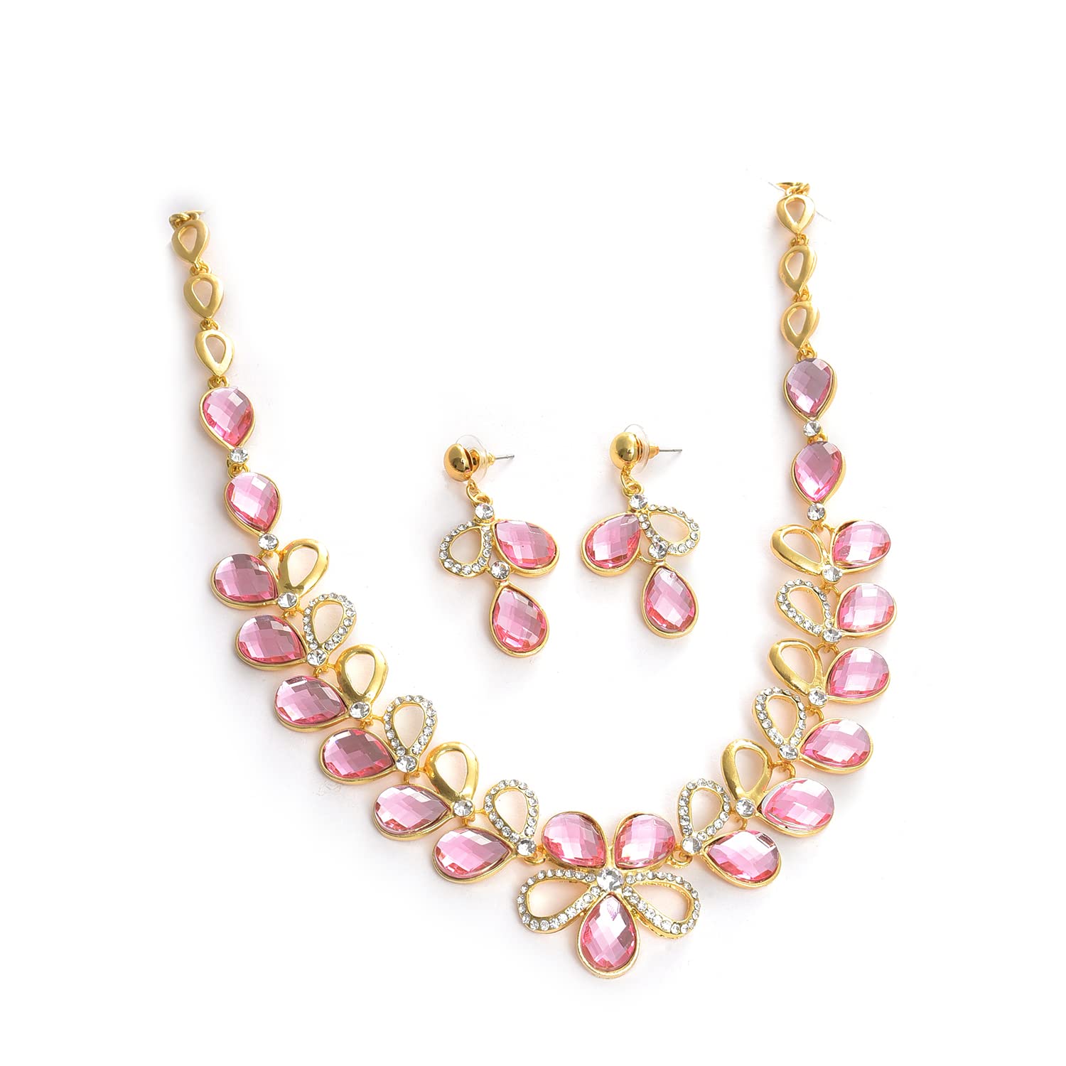 SOHI Gold Plated Designer Stone Necklace Set , Pink jewellery set for women , choker necklace and Earrings, Indo-western jewellery set for women , gold plated jewellery set for women traditional , Flower jewellery , Alloy (B0B574FDFZ) Amazon Price History, Amazon Price Tracker