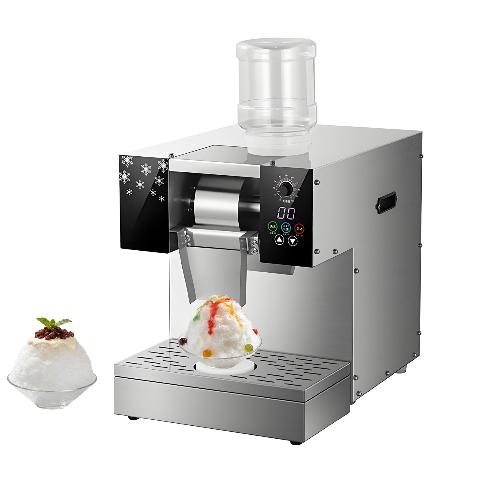 Machine à Glace Neige Automatique Machine Glace Pilée 10 Vitesse sans Palier 750-1200W pour Réunions Familiales & Été 220V-Water-CooledVersion