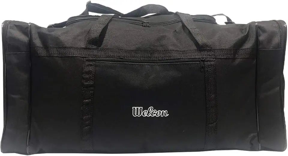 Welcon Bolsa de Viagem Super Grande Reforçada com 4 Compartimentos e Alças Ajustáveis Preta