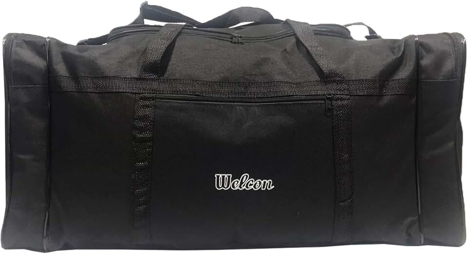 Welcon Bolsa de Viagem Super Grande Reforçada com 4 Compartimentos e Alças Ajustáveis Preta