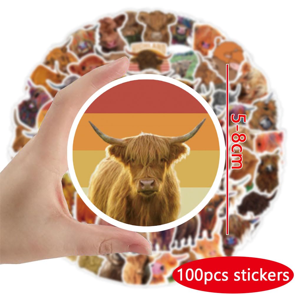 SWZY Highland Cow Stickers and Cow Keychain Set - Image 2