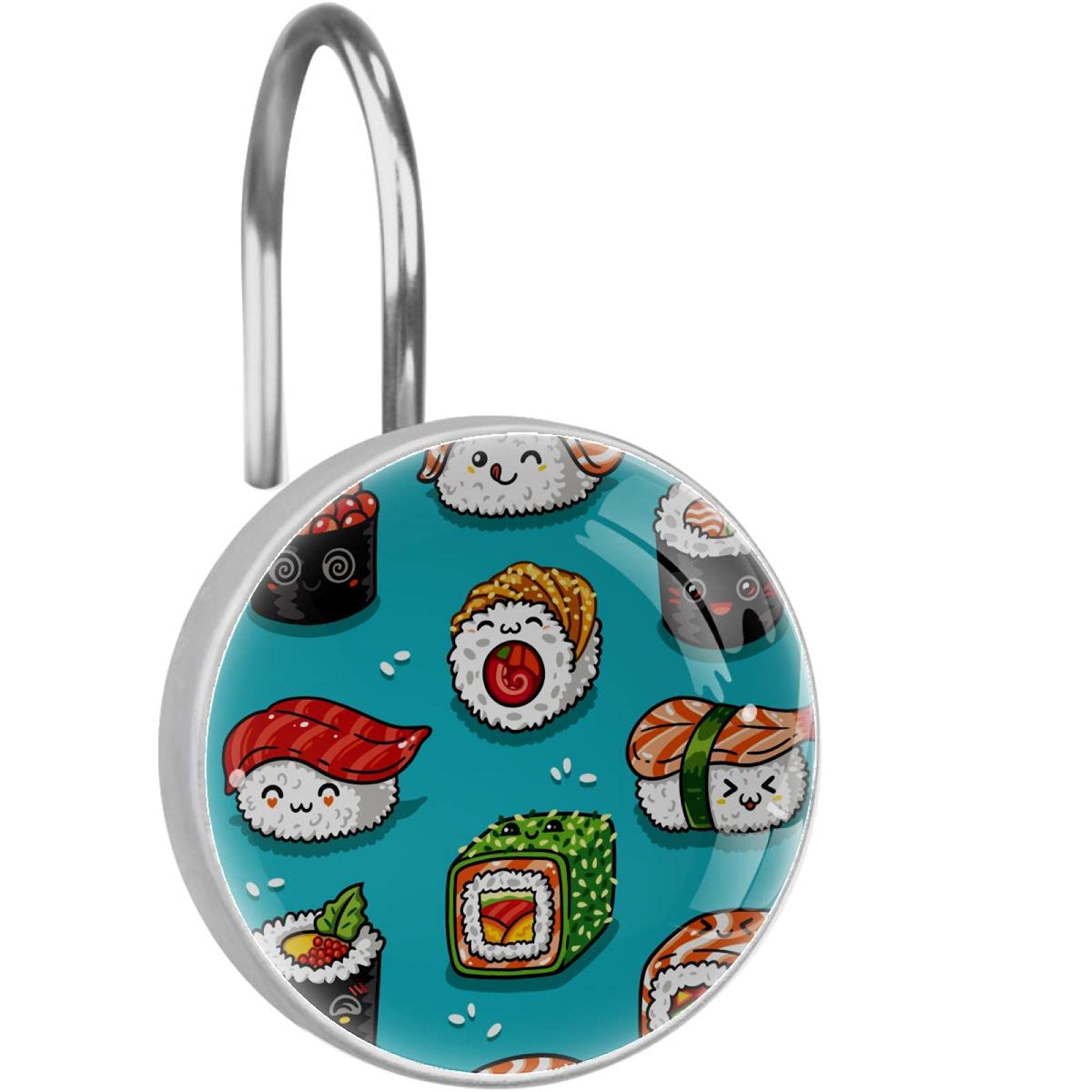 Crochets pour rideau de douche lot de 12 anneaux inox sushis