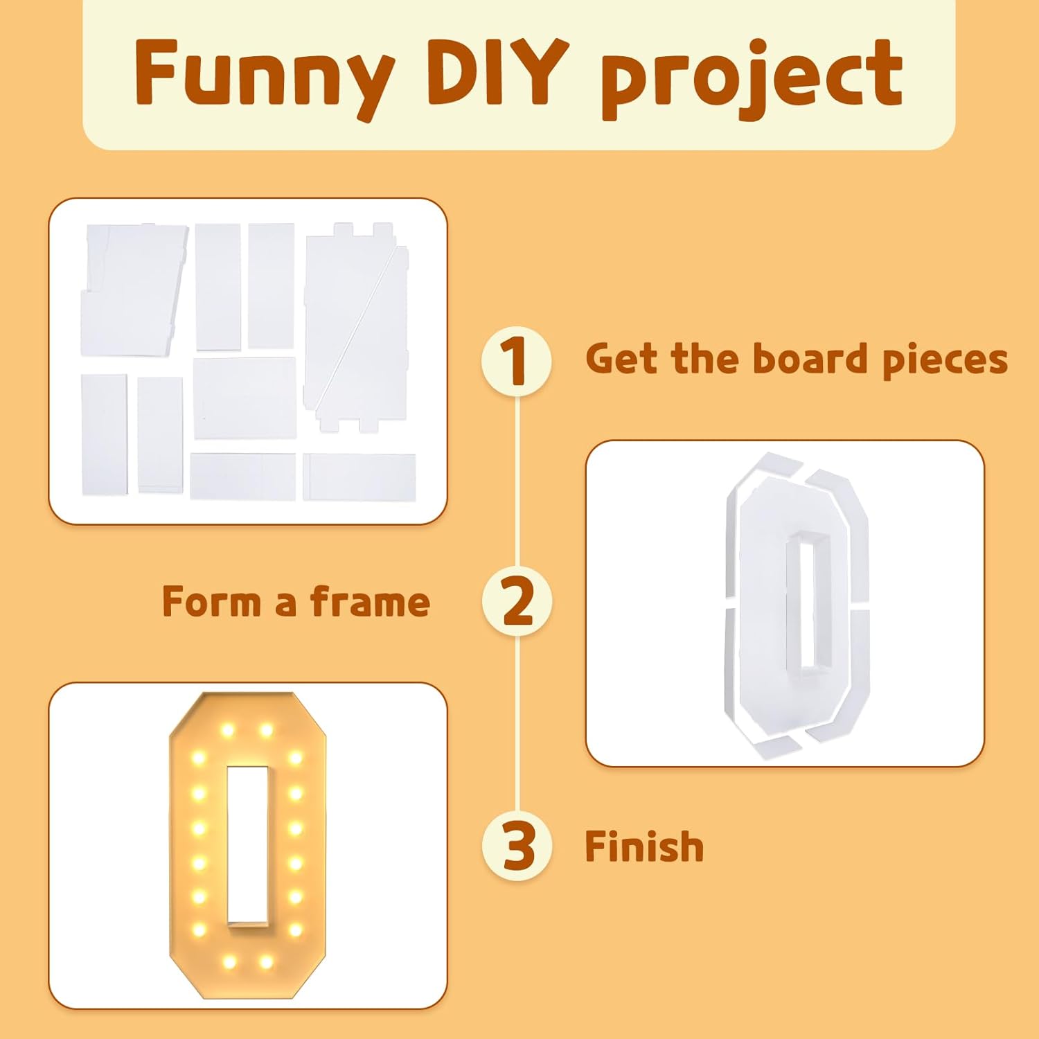 imprsv 5FT Marquee Light Up Numbers, Marquee Numbers for 10th 30th Birthday Decorations Anniversary Party Decor, Mosaic Numbers for Balloons Numbers 0, Pre-Cut Foam Board Kit (Need to Assemble) 5FT Number 0