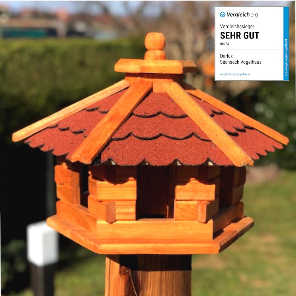 Houten vogelhuis, voeder hokje voor vogels, met voedersilo Houten vogelhuis, voeder hokje voor vogels, met voedersilo