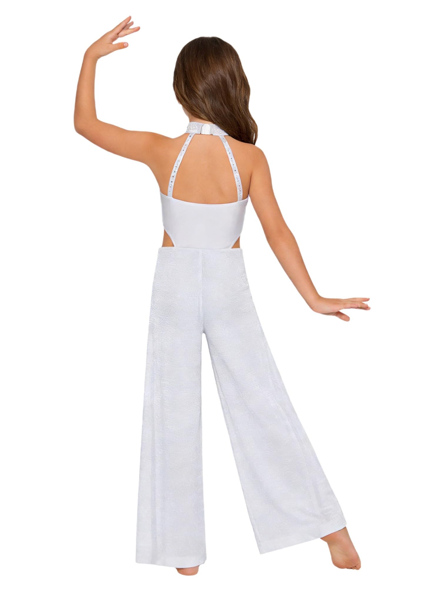 inhzoy Vestito da Balletto Ballo Lirico Contemporaneo Bambina Body Danza Classica Ballerina con Strass Tuta Intera Pattinaggio Artistico Costume da Ballo Latino Tango