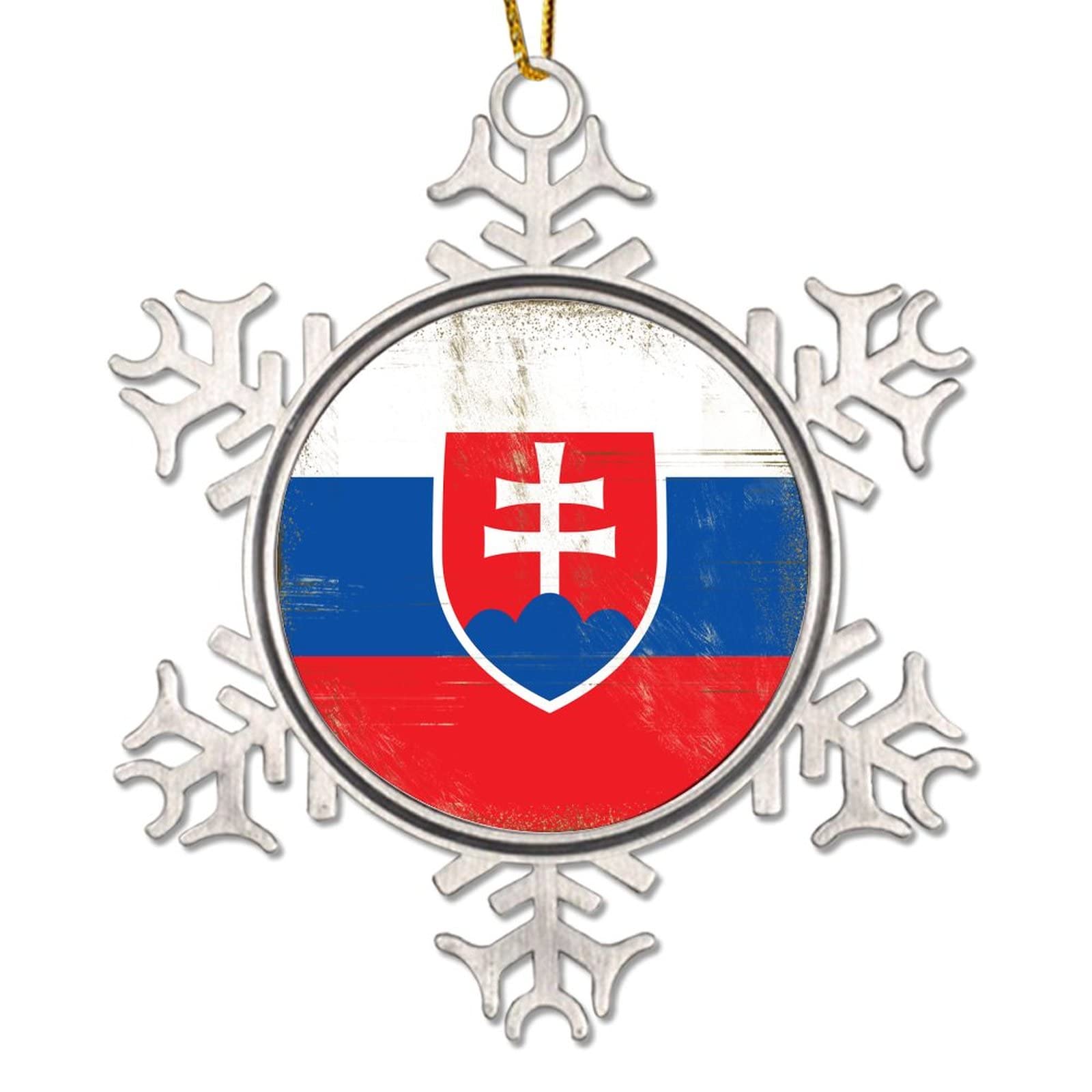 Cowkisssign Slovakia National Flag Christmas Ornament Christmas Keepsake Metal Snowflake Xmas Ornaments City Souvenir Gift Christmas Decorations Gift To Dad Mom Friends