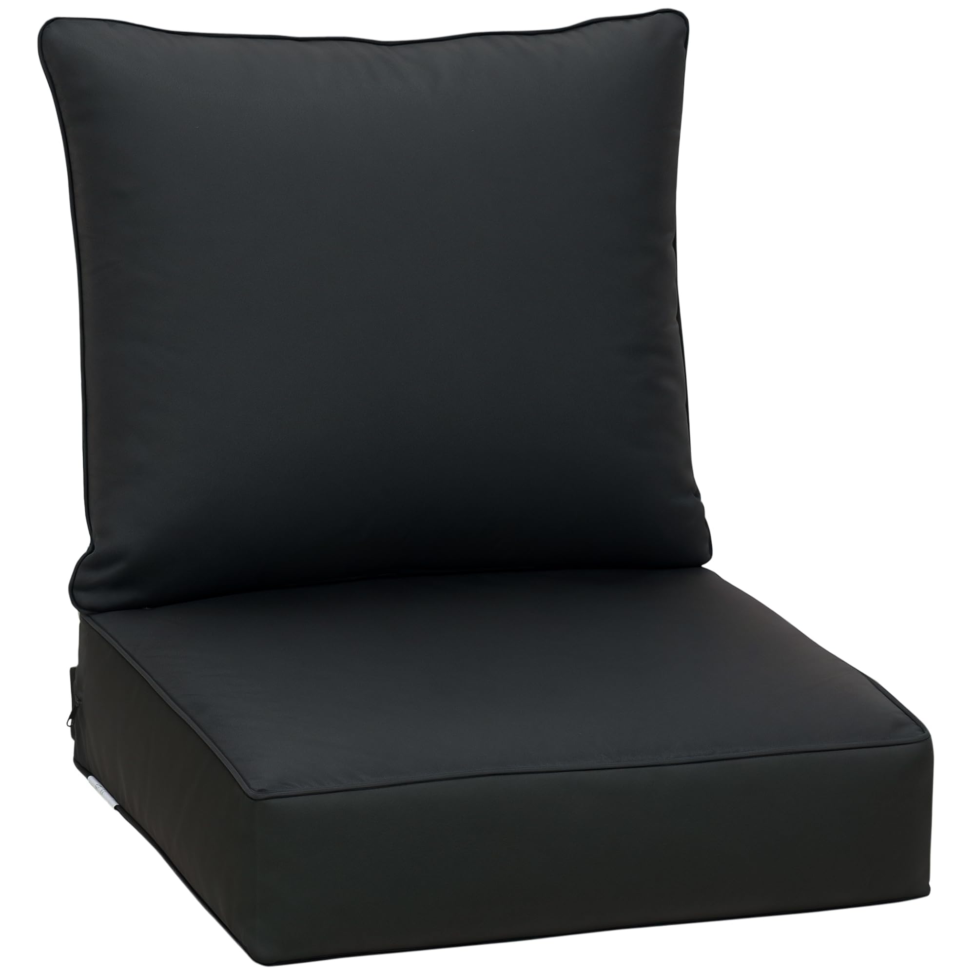 Outsunny Black Outdoor Seat And Back Cushion Set, 63L X 55W X 15Dcm Olefin Patio Deep Seating Chair Fade Resistant Replacement Cushion For Rattan Sofa, Indoor Or Outdoor Furniture,