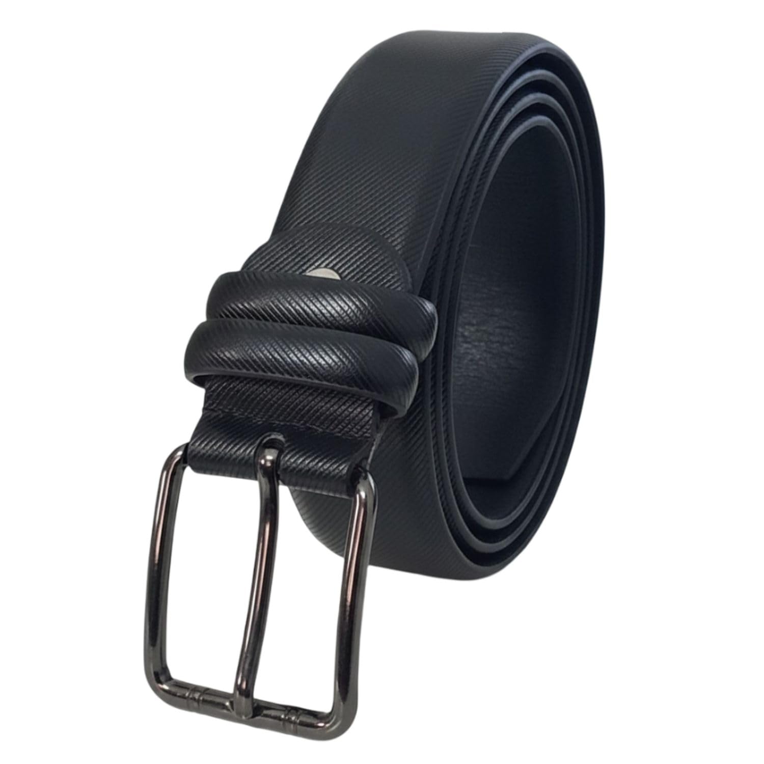 Men’s Saffiano Texture Vegan PU Leather Belt with Pin Metal Buckle | Smooth Finish, Premium Stitching | 120 cm Length & 3.5 cm Width | Formal & Casual Wear Belt-image-20