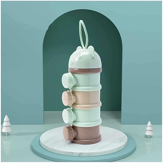 Mini Baby 4 Layers Baby Food Storage Container Formula Container Baby Milk Powder Dispenser Baby Milk Powder Container With Lids,Green – Glass