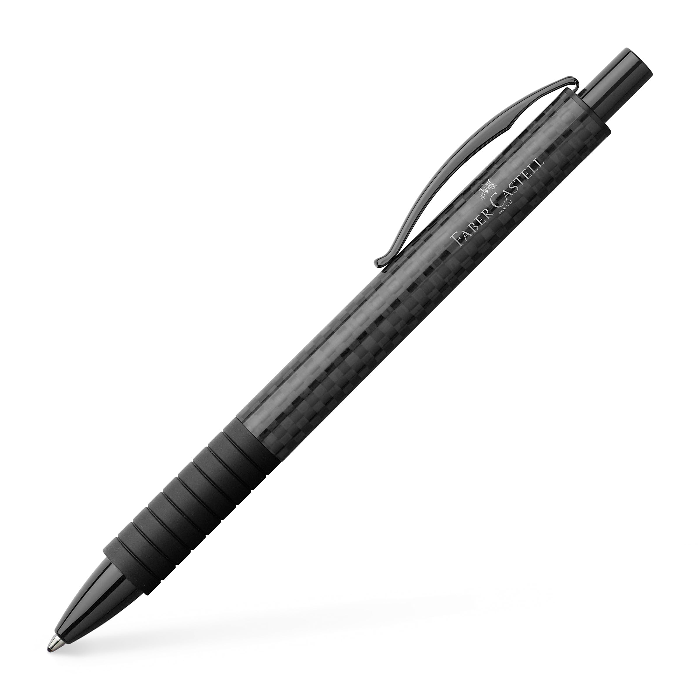 Faber-Castell - zestaw upominkowy Essentio Carbon, czarny | Zestaw z piórem wiecznym M, długopisem, konwerterem i kałamarzem 30 ml, edycja jubileuszowa w metalowym pudełku