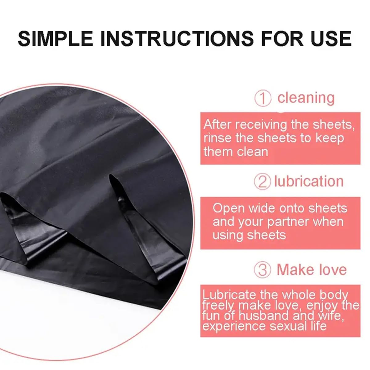 WHL Drap érotique imperméable pour Couple, 220 x 200 cm, Couverture d'amour Imperméable pour Le Sexe Lavable Drap en Latex (Noir)