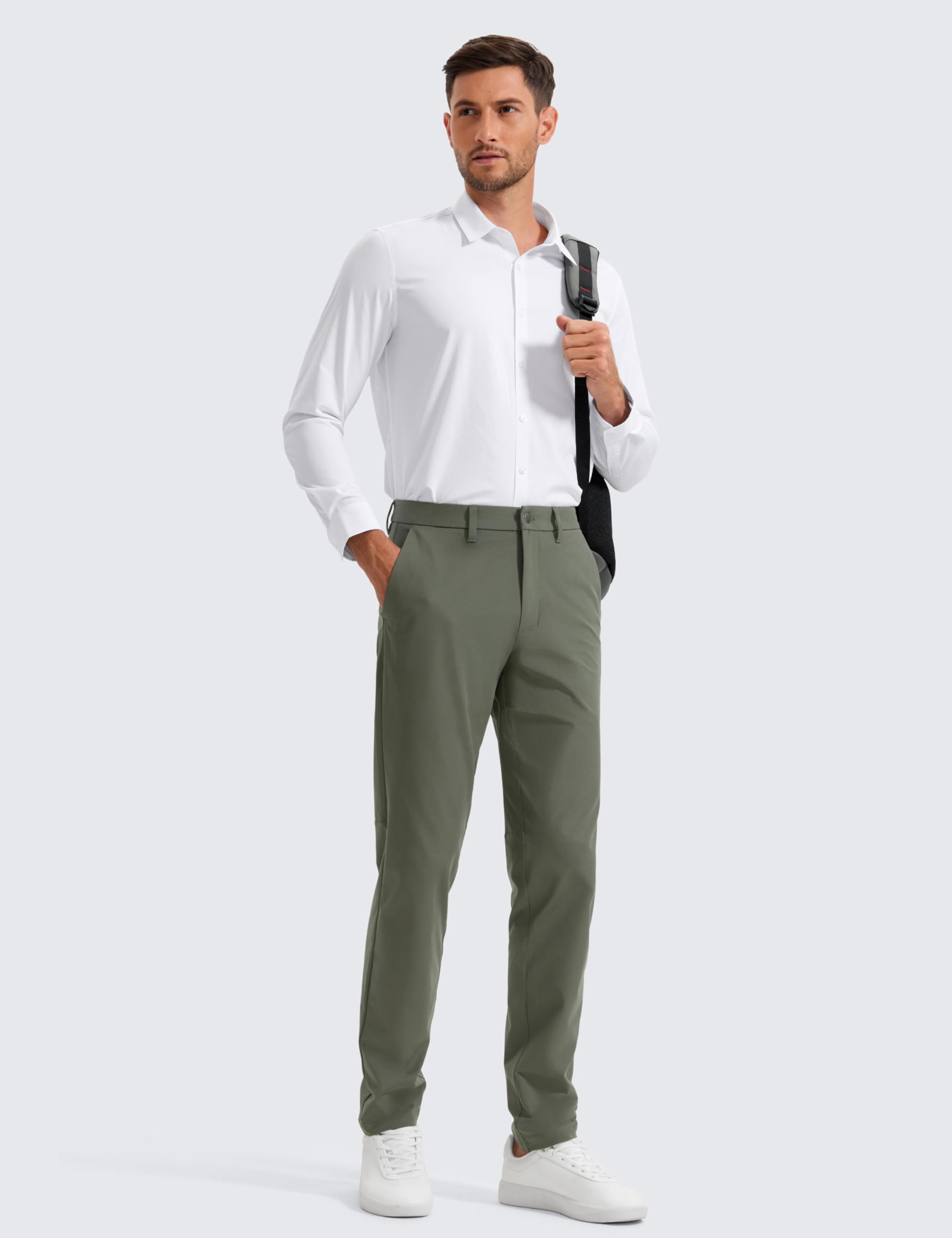 CRZ YOGA Pantaloni da Golf Comodi 76 cm Chiaro-Militare-Ve 48