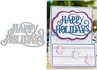Vista 1 de DzIxY Happy Holidays - Troqueles de corte de metal para hacer tarjetas, troqueles de papel de gofrado, plantillas para máquina de álbumes