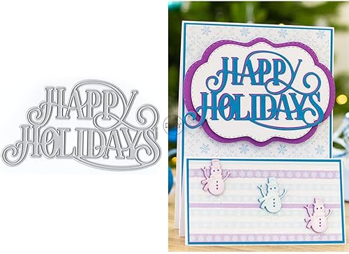 DzIxY Happy Holidays - Troqueles de corte de metal para hacer tarjetas, troqueles de papel de gofrado, plantillas para máquina de álbumes de