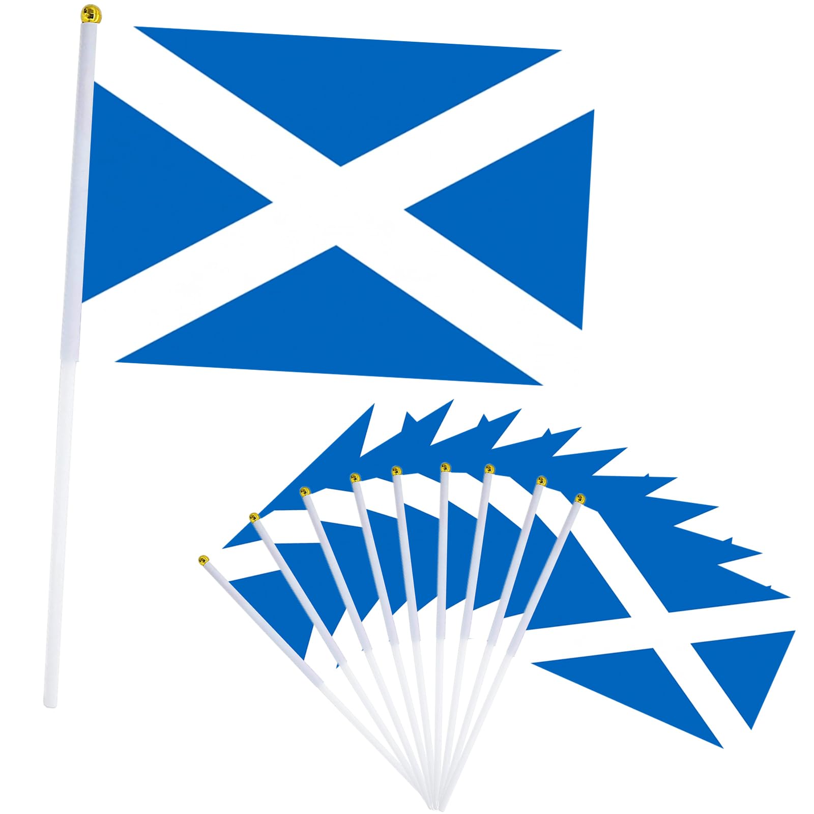 10Pcs Scotland Flags for Fifa World Cup Football 2026 Decorations, 14X21cm Mini Scotland Flag, Small Scottish Flags on Sticks, Hand Held Saltire Flag for Eurovision Euro Football Street Party Décor — image 1