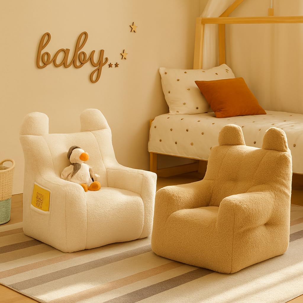 Sillón Puff para niños | Sofá sillón Infantil de Felpa con Relleno Incluido | Asiento Ligero para el Suelo, Ideal para la habitación o la Sala de Juegos (Brown)
