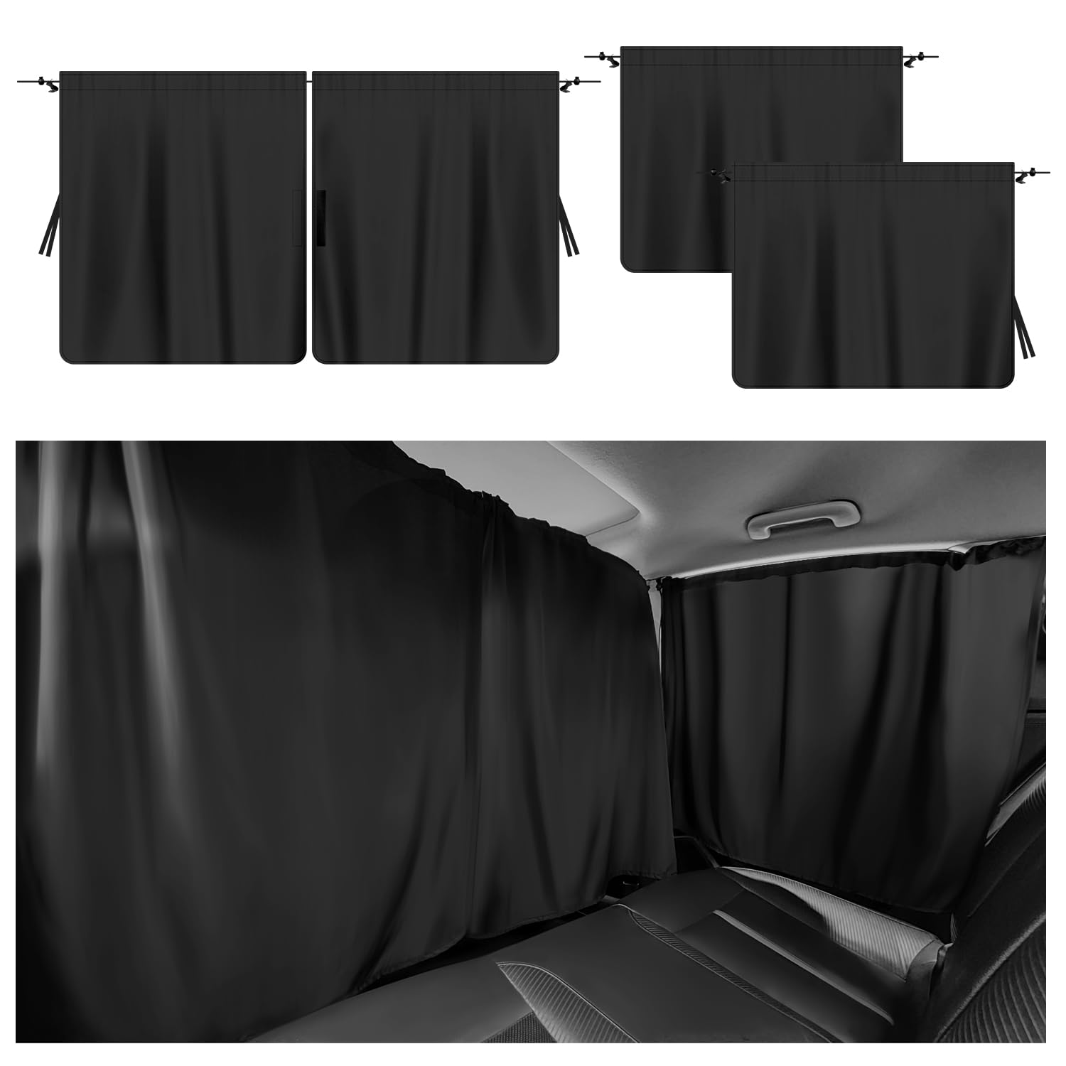 3PCS Car Black Out Window Covers Kit