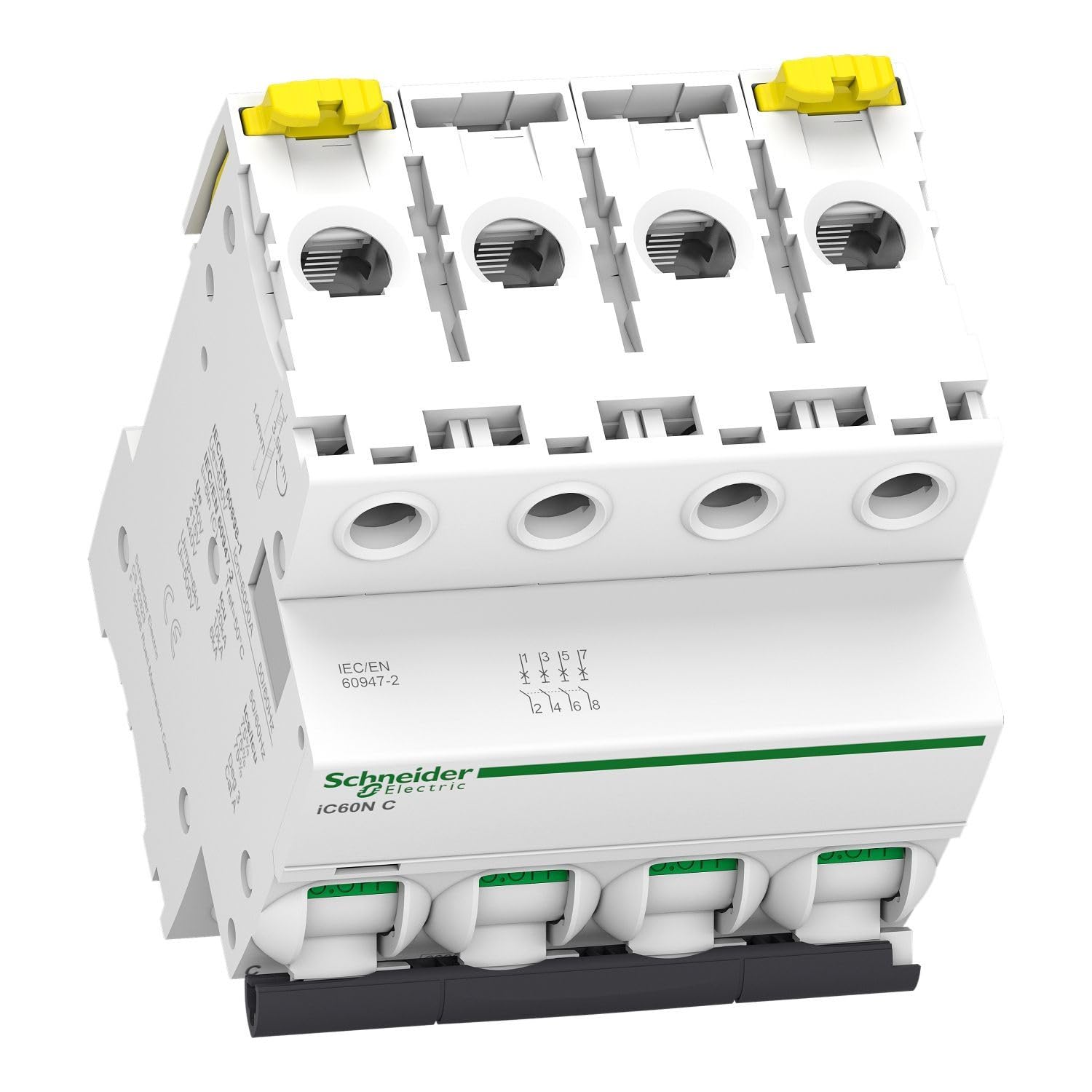 Schneider electric a9 F74440 iC60 N disjoncteur, acti9, Courbure C, 4P, 85 mm hauteur x 72 mm largeur x 78.5 mm profondeur, 40 A courant, 50/60 Hz, Blanc