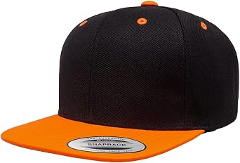 Flexfit Yupoong Classics Mens Womens 6-Panel Premium Adjustable Baseball Cap, Snapback, Flat Bill, One Size
