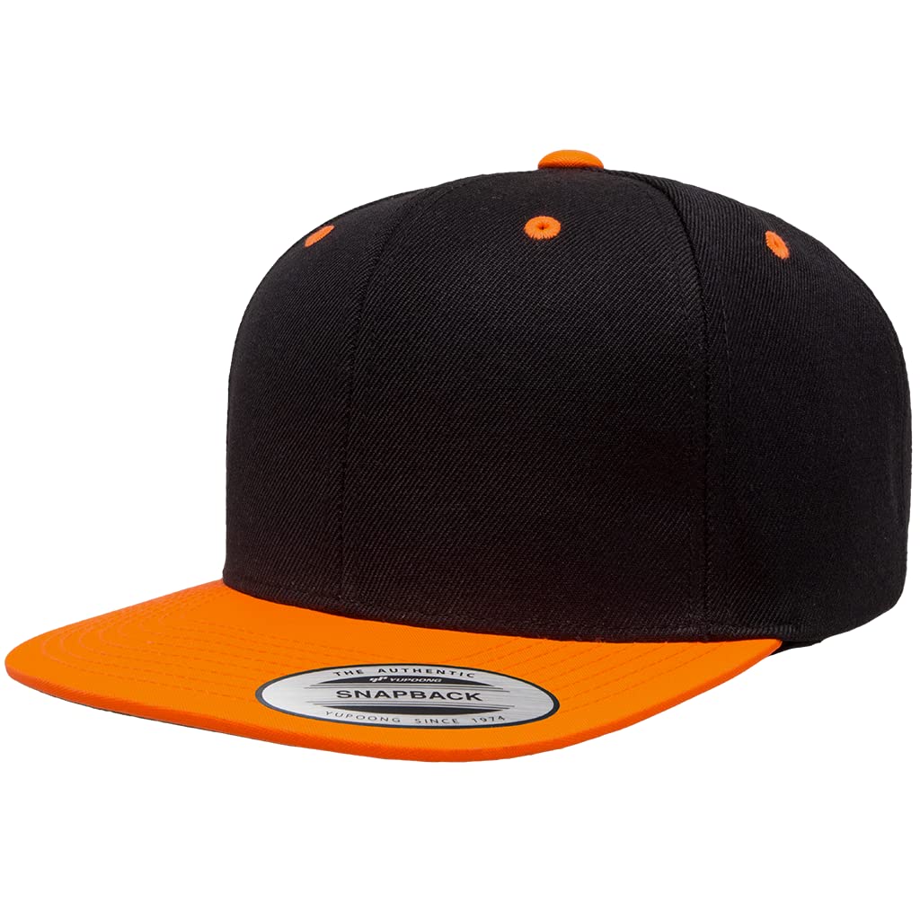 Flexfit Yupoong Classics Mens Womens 6-Panel Premium Adjustable Baseball Cap, Snapback, Flat Bill, One Size