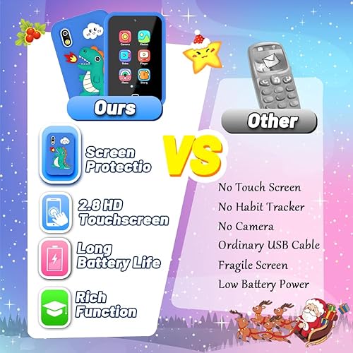 Miniatura 2 de Juguete de dinosaurio para niños, teléfono inteligente para niños y niñas de 3 4 5 6 7 8 años con doble cámara 28 rompecabezas juego 8G TF tarjeta