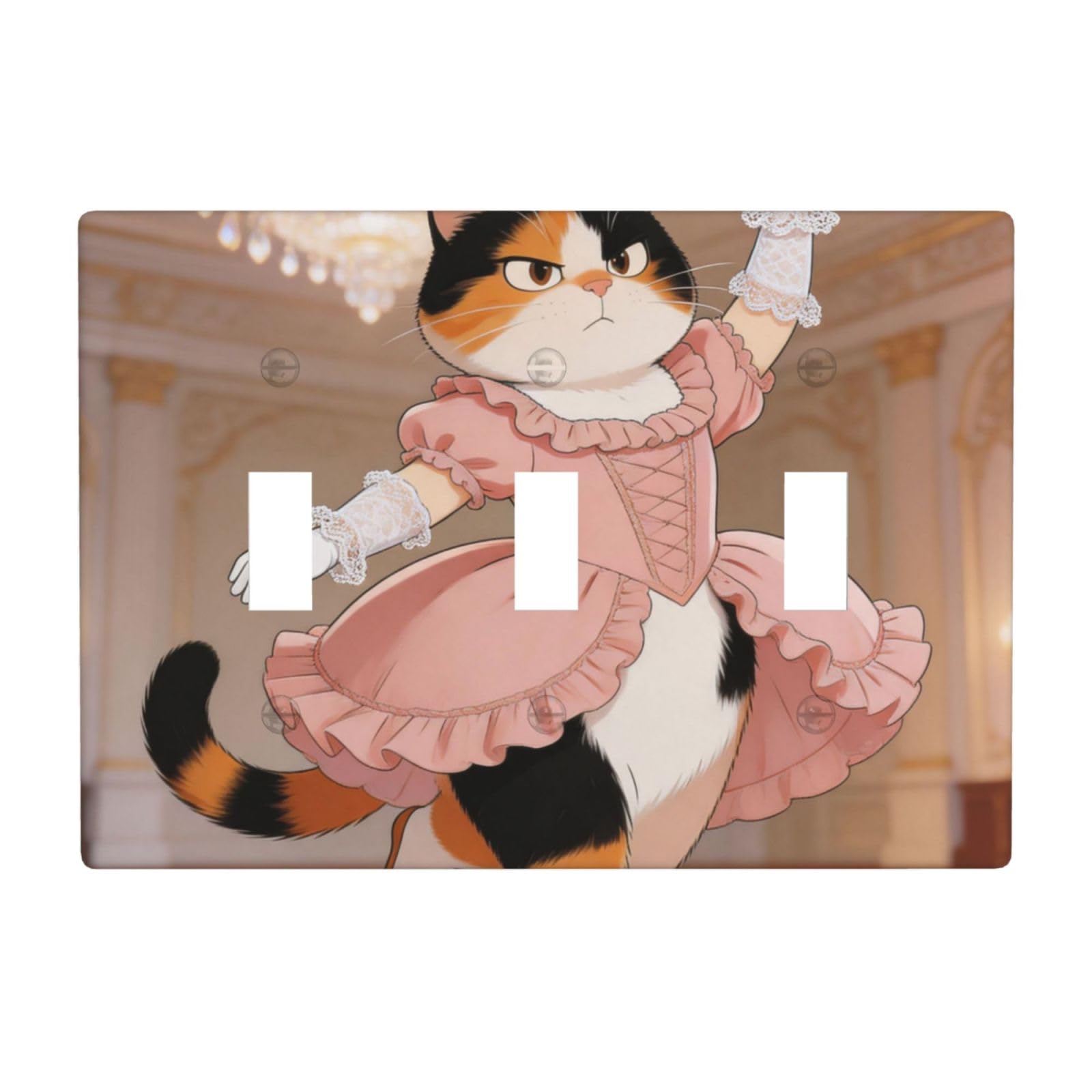 Dancing Cat 3 Gang Switch Plate Cover-Unbreakable Polycarbonate Wall Plate, Heat Resistant Toggle Switch Decor for Home
