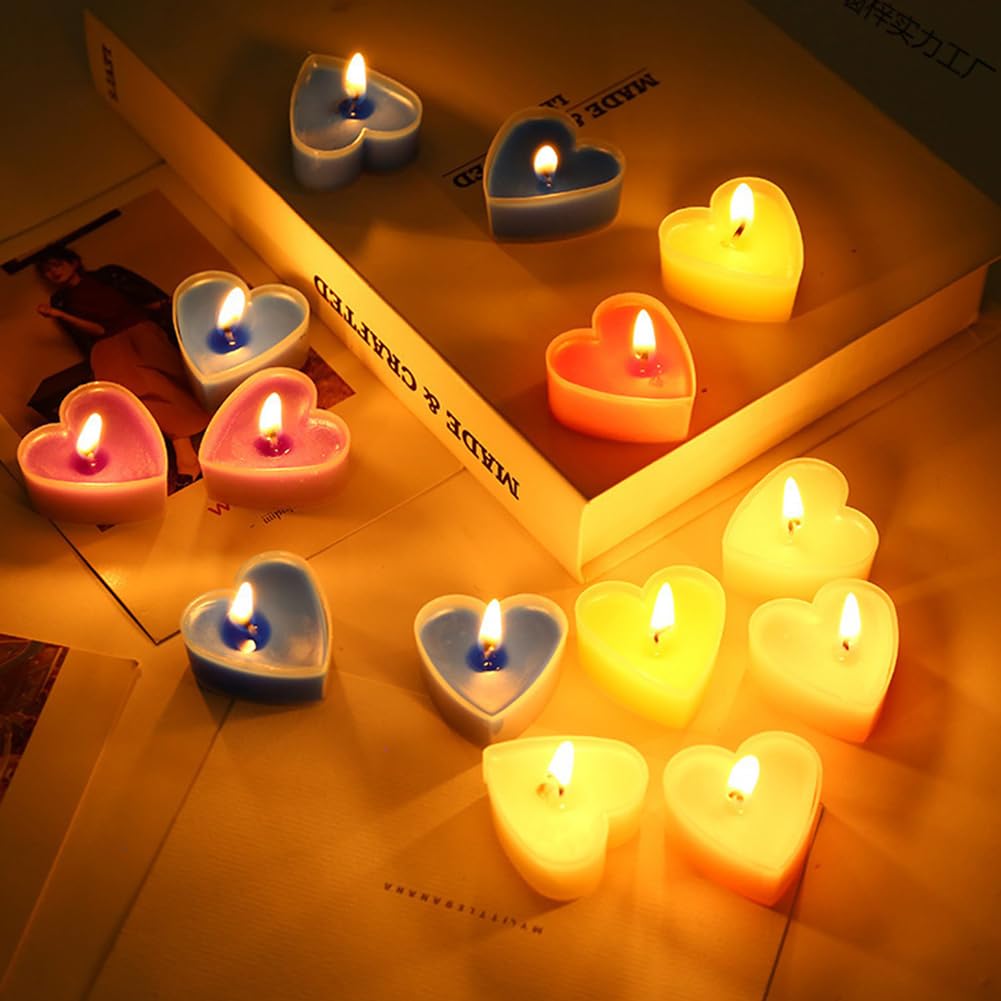 20 sztuk świeczek tea light w kształcie serca kolorowe, romantyczne świece w kształcie serca, romantyczne świeczki tea light w kształcie serca, świece walentynkowe w kształcie serca na oświadczyny