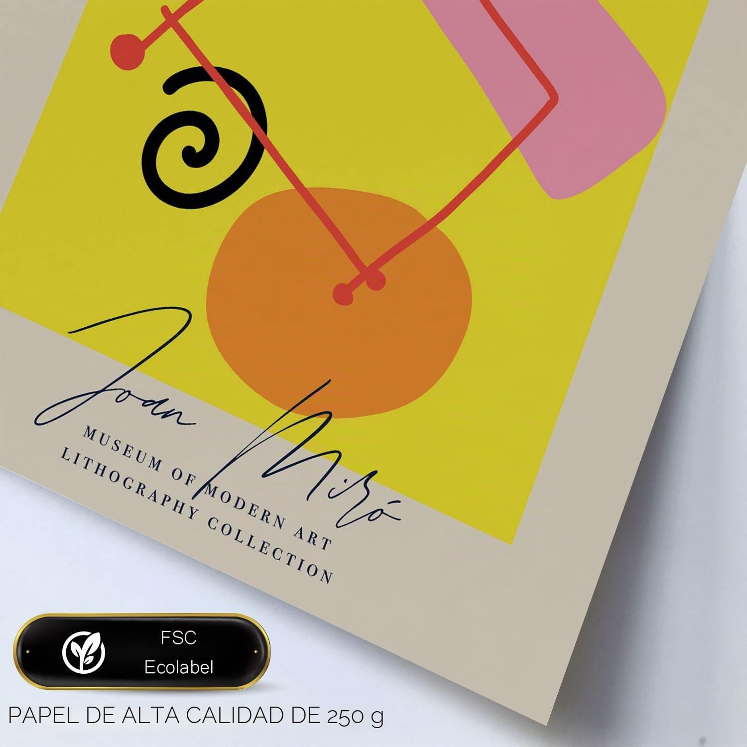 Nacnic Set de 6 Posters de Arte Miró. Colección de láminas con estética Collage para la decoración de Interiores. Tamaños A3 y A4. con Marco Blanco.