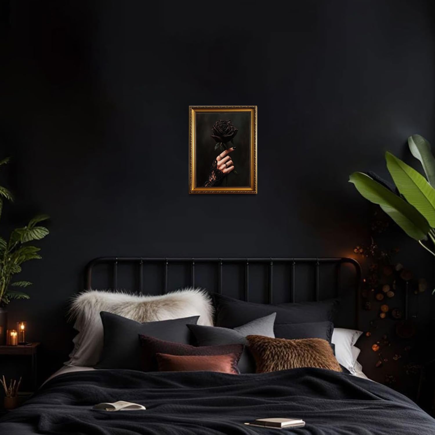 LHHJDIO Vintage Gold Framed Wall Art Gothic Dark Academia Canvas Wall Art Moody Claw Hands Pictures Wall Decor Dracula Vampire Art Printsfor Living Room Game Room Study