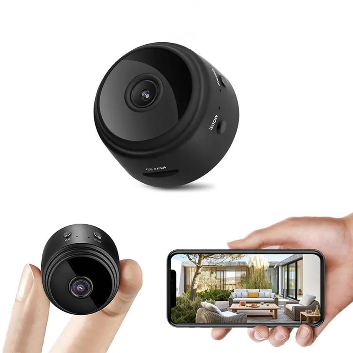 Zinzo Full HD Home Security WiFi Spy Camera 360° Security Camera for Home Outdoor High HD Focus Spy Magnet Mini WiFi Magnetic Live Stream Night Vision IP Wireless Cam-image-1