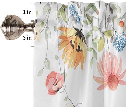 Miniatura 5 de YOKOU Cenefa de cortina, flores silvestres de primavera, plantas de hojas florales de granja, bolsillo corto para barra, tratamiento de ventana para
