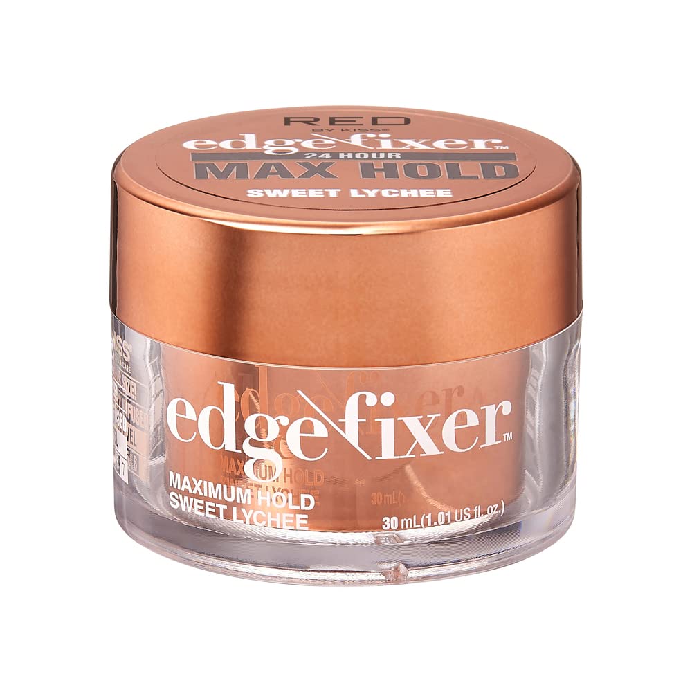 Red by KissEdge Fixer 24 Hour Maximum Hold Edge Wax No Flaking Biotin B7 Infused Hair Gel 1.01 fl.oz