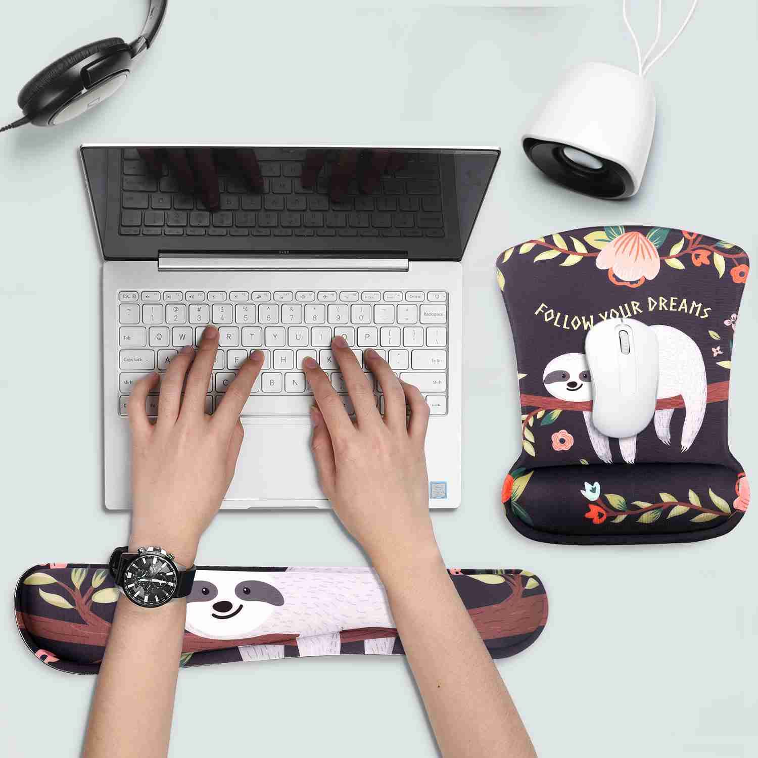 AOKSUNOVA Alfombrilla de ratón para Teclado y ratón ergonómica, con Almohadilla de Gel