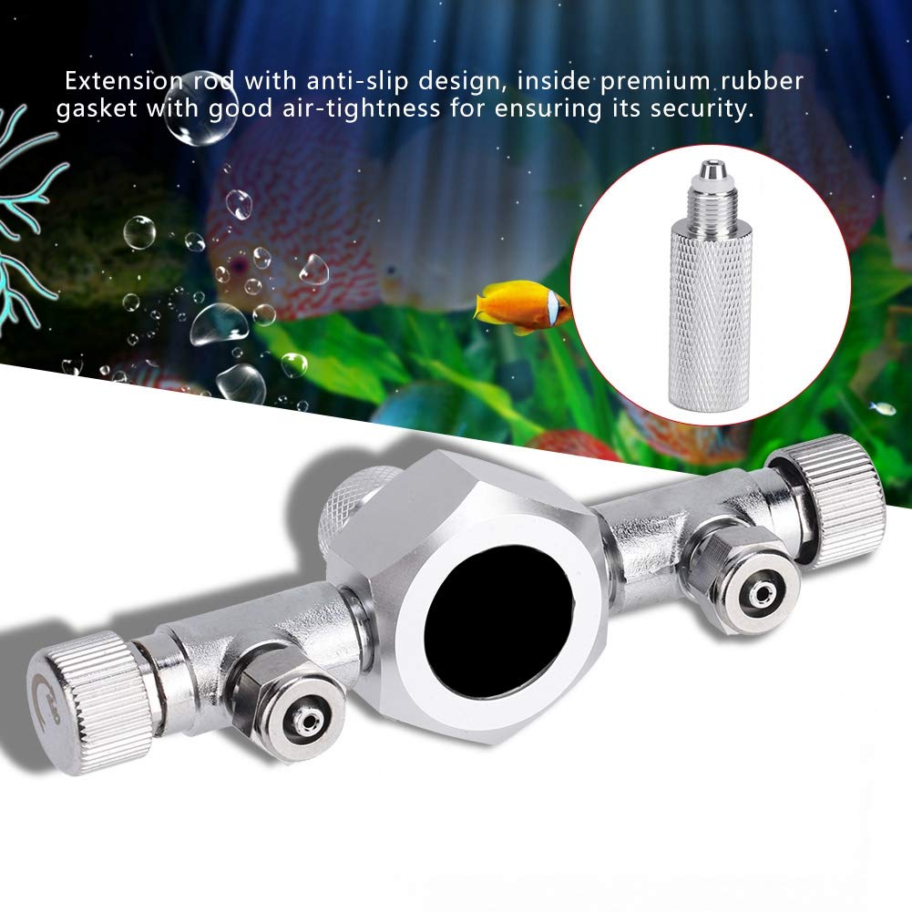 Regulador Divisor de CO2 para Pecera, Válvula de Aguja Precisa para Acuario de Aleación de Aluminio para Tanque de CO2 para Plantas de Acuario (2 Vías)