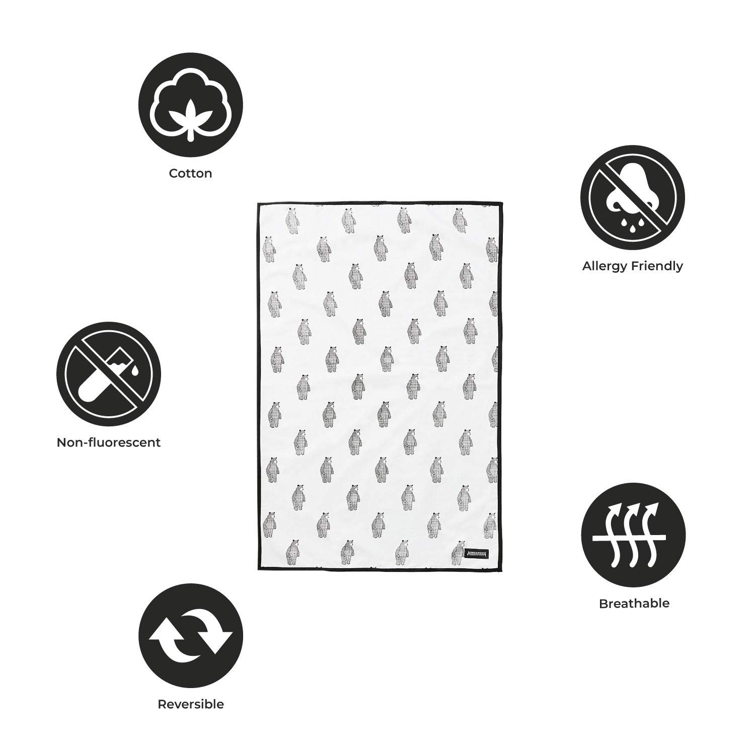 DONO&DONO Waterproof Muslin Play Mat for Infants and Babies - Big Bear