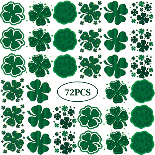 72 Sheets St. Patrick's Day Tattoos Stickers, Include St. Patrick Day Stickers, Shamrock Tattoos and Green Temporary Tattoos, Lucky Clover Temporary Tattoos for Party Favors Accessories or Irish Party