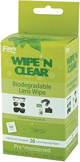 Wipe'N Clear Lens Wipes by Flents, 20 Biodegradable Lens Cleaning Wipes, Individually Wrapped, Eco Friendly Products