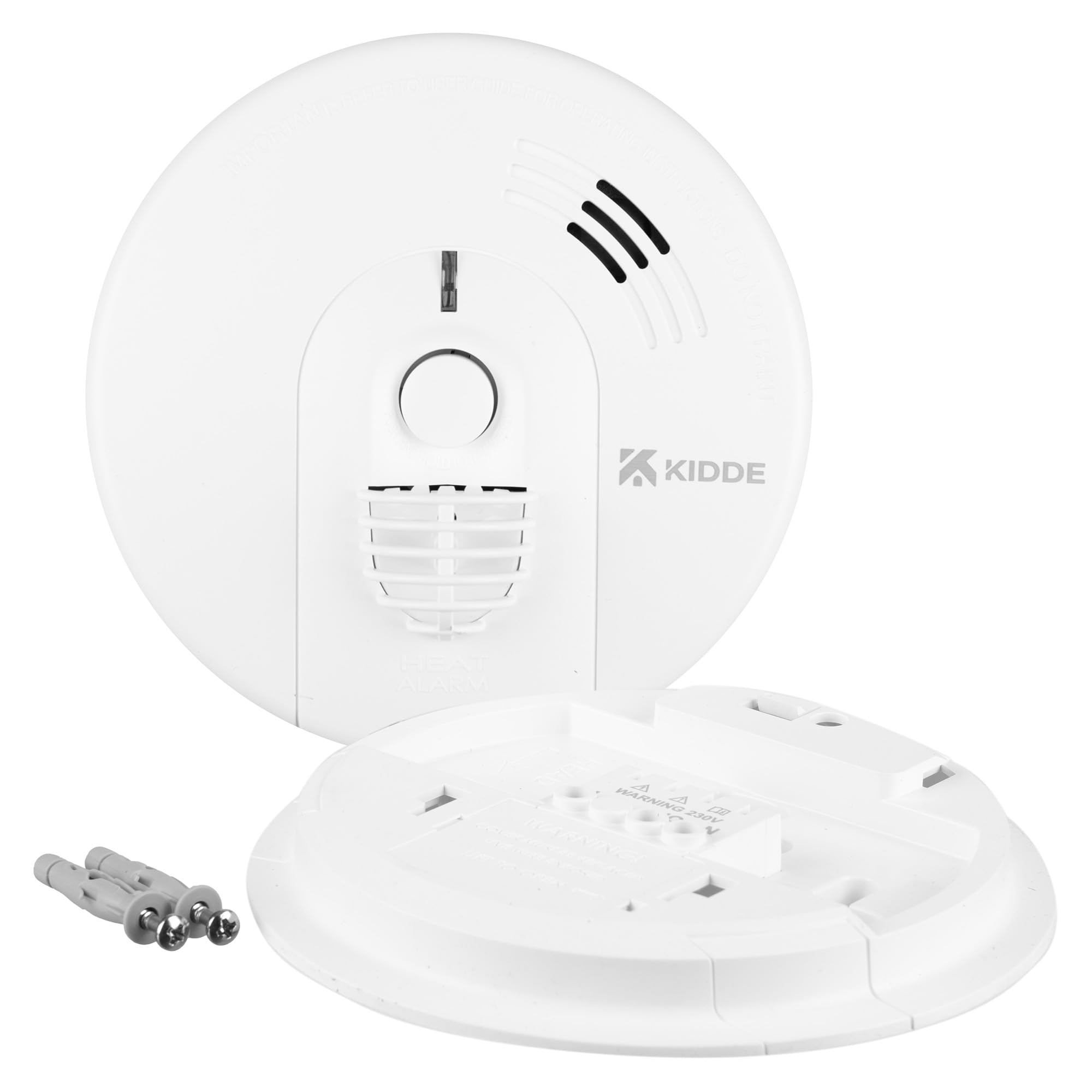 Kidde Firex Sentry KF31 Mains Powered Heat Alarm – Alkaline Backup Battery - Wired, Interlinked Heat Alarms for Home with Test Button and LED Indicators – White