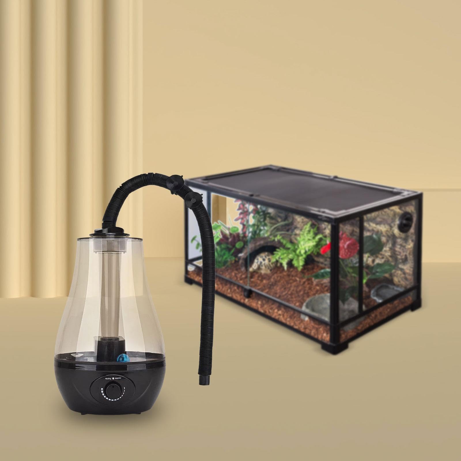 rockible Humidificador para Reptiles, Niebla para Reptiles con Manguera de Extensión, Máquina de Niebla para Reptiles Slient de 3L, Humidificador Mister Terrar