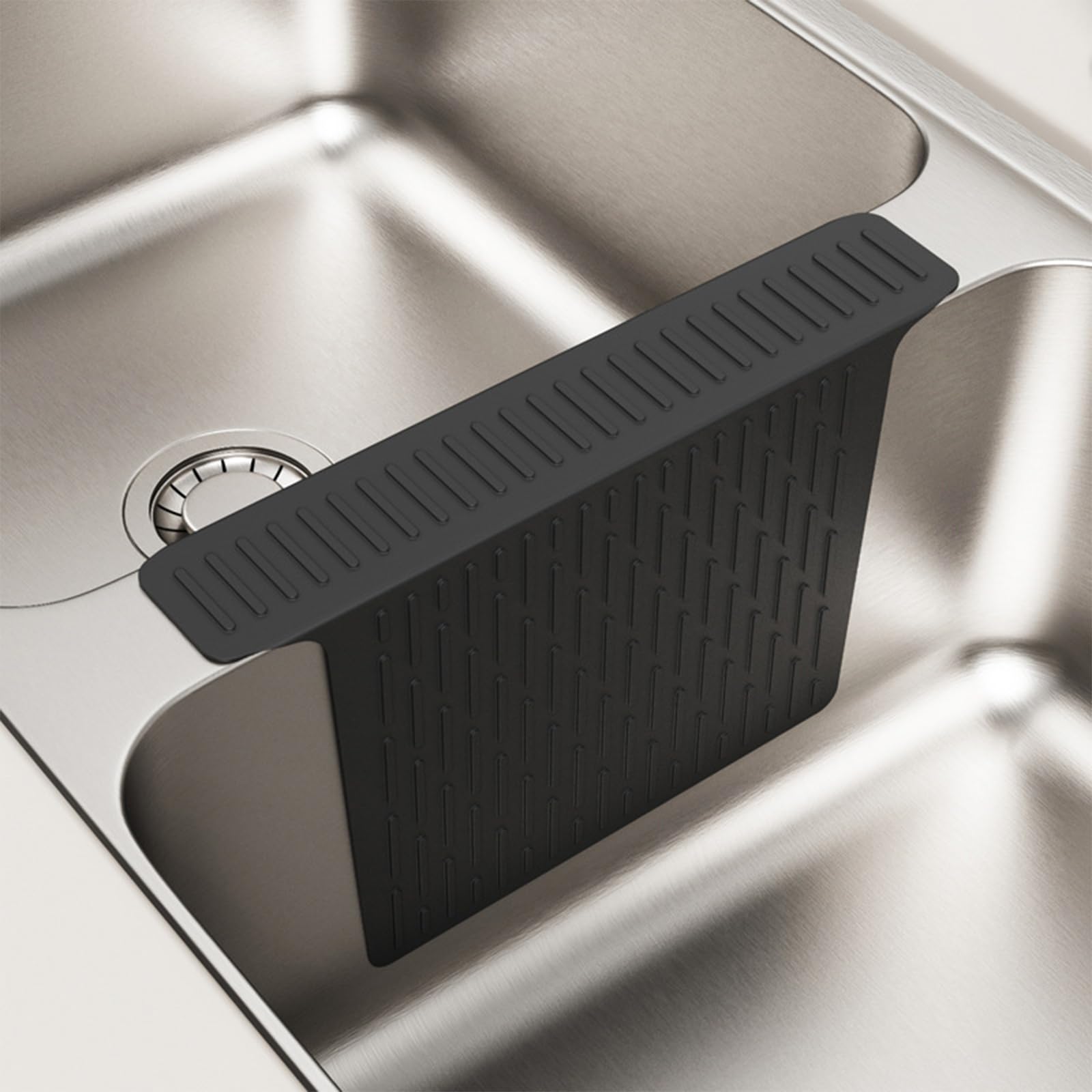 Tefexer Black Silicone Sink Protector Sink Saddle Kitchen Sink Mat Sink Divider Mat Kitchen Divided Sink Protector Mat For Glassware Dishes